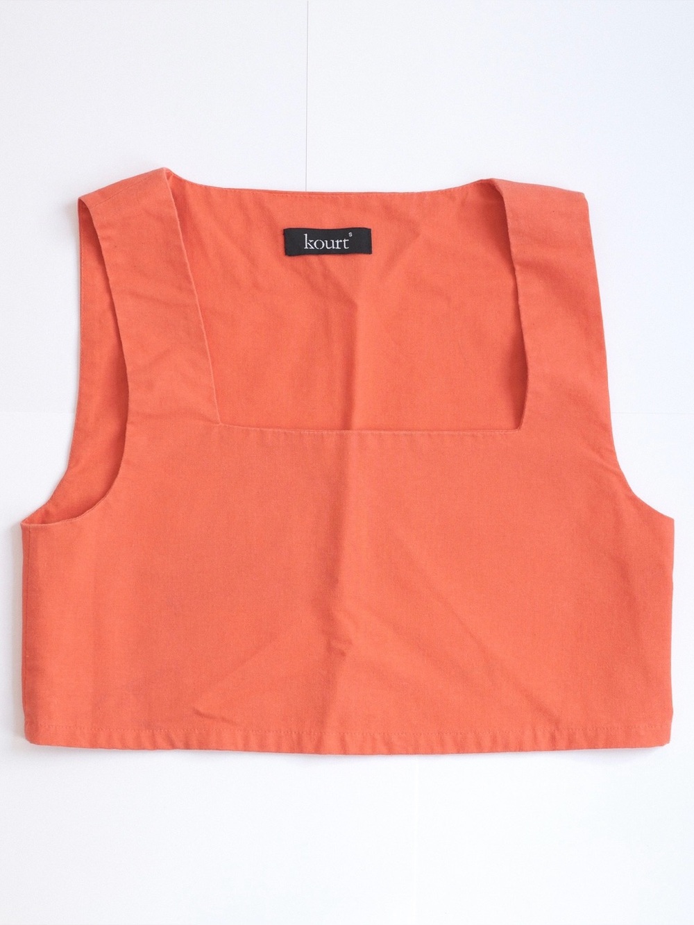 Kourt Orange Linen Cropped Tank Top - Size Small